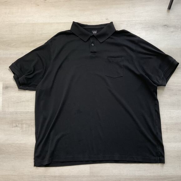 Roundtree and Yorke Supima Mens Big and Tall Collared Polo Black 4X Tall - Picture 1 of 11